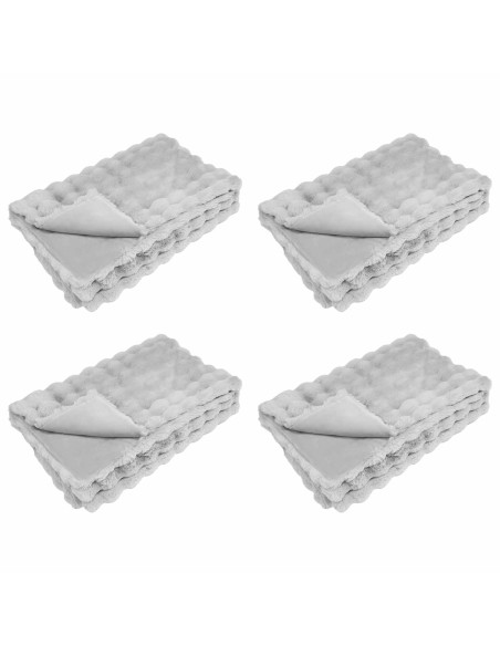 Coperta in Pelliccia di Coniglio Finta 4 pcs Grigio