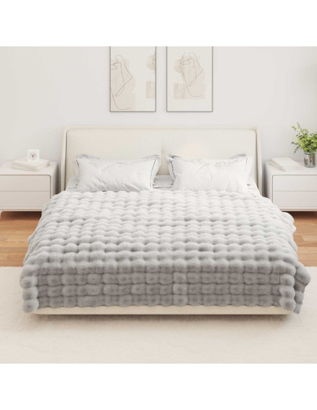 Coperta in Pelliccia di Coniglio Finta 4 pcs Grigio