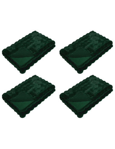 Coperta in Pelliccia di Coniglio Finta 4 pcs Verde Scuro