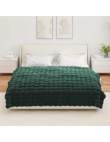 Coperta in Pelliccia di Coniglio Finta 4 pcs Verde Scuro