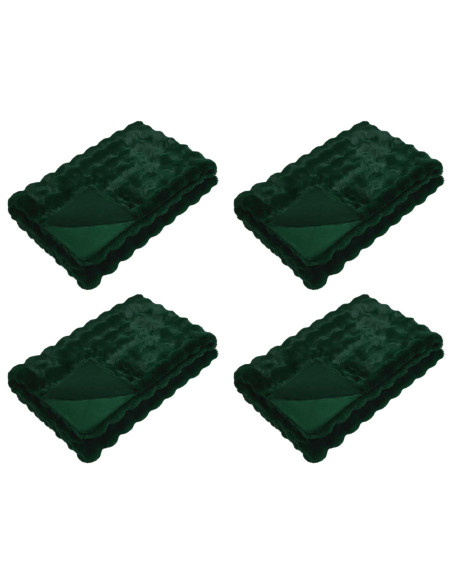 Coperta in Pelliccia di Coniglio Finta 4 pcs Verde Scuro