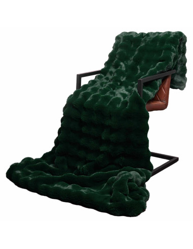 Coperta in Pelliccia di Coniglio Finta 4 pcs Verde Scuro
