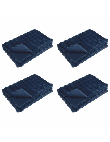 Coperta in Pelliccia di Coniglio Finta 4 pcs Blu Marino