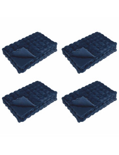 Coperta in Pelliccia di Coniglio Finta 4 pcs Blu Marino 2