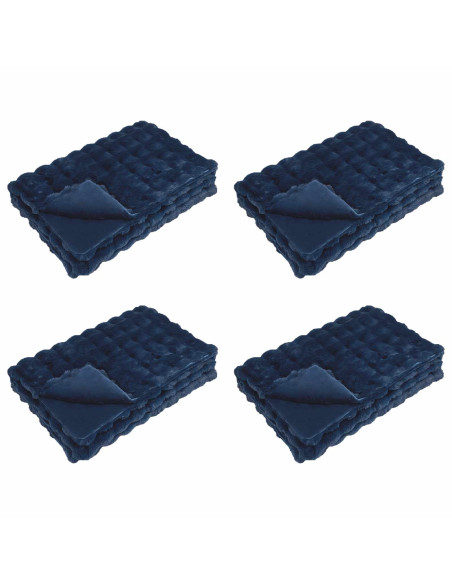 Coperta in Pelliccia di Coniglio Finta 4 pcs Blu Marino
