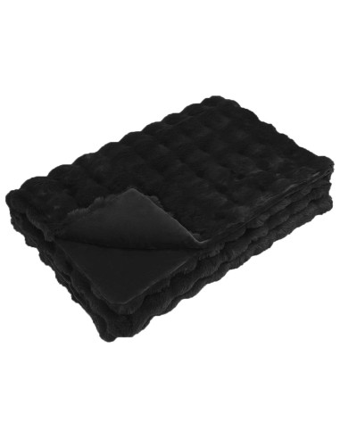 Coperta in Pelliccia di Coniglio Finta 4 pcs Nero 150 x 220 cm