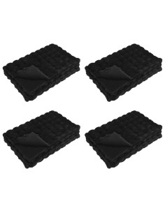 Coperta in Pelliccia di Coniglio Finta 4 pcs Nero 220 x 240 cm 2