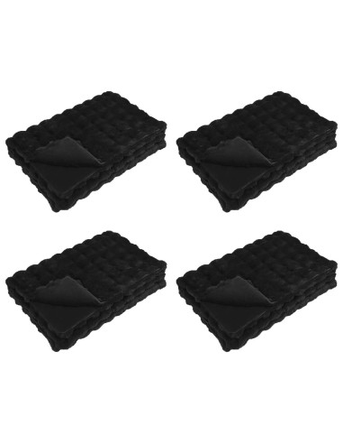 Coperta in Pelliccia di Coniglio Finta 4 pcs Nero 240 x 270 cm