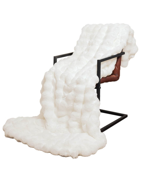 Coperta in Pelliccia di Coniglio Finta 4 pcs Bianco