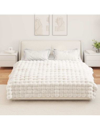 Coperta in Pelliccia di Coniglio Finta 4 pcs Bianco