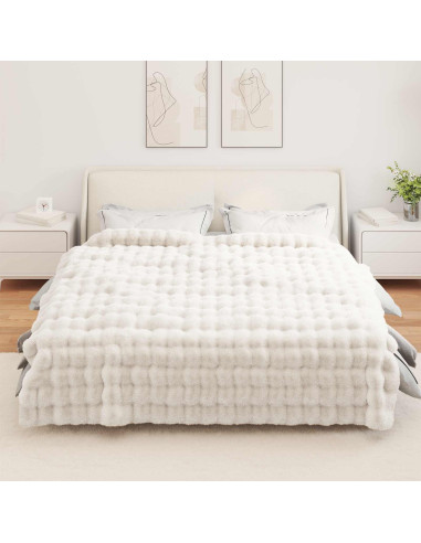 Coperta in Pelliccia di Coniglio Finta 4 pcs Bianco