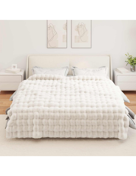 Coperta in Pelliccia di Coniglio Finta 4 pcs Bianco
