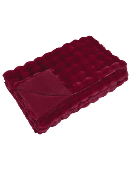 Coperta in Pelliccia di Coniglio Finta Rosso Bordeaux