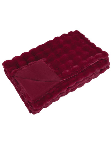 Coperta in Pelliccia di Coniglio Finta Rosso Bordeaux