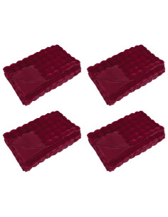Coperta in Pelliccia di Coniglio Finta 4 pcs Rosso Bordeaux 2
