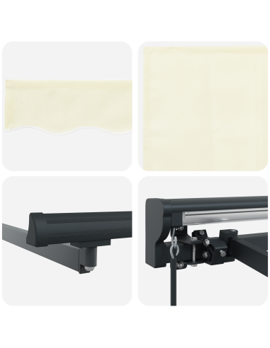 Tenda Retrattile Crema 300 x 250 cm Poliestere e Metallo