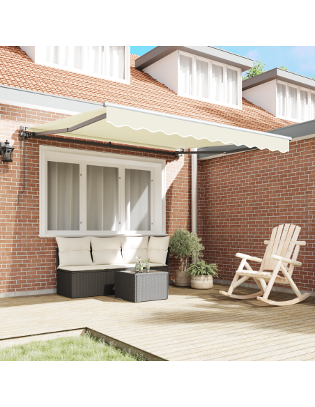 Tenda Retrattile Crema 300 x 250 cm Poliestere e Metallo