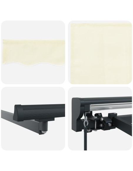 Tenda Retrattile Crema 350 x 250 cm Poliestere e Metallo