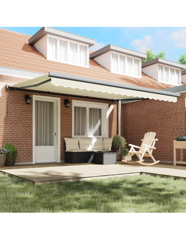 Tenda Retrattile Crema e Grigio 400 × 300 cm Tela e Alluminio