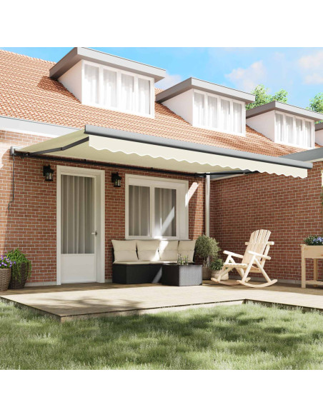 Tenda Retrattile Crema e Grigio 400 × 300 cm Tela e Alluminio