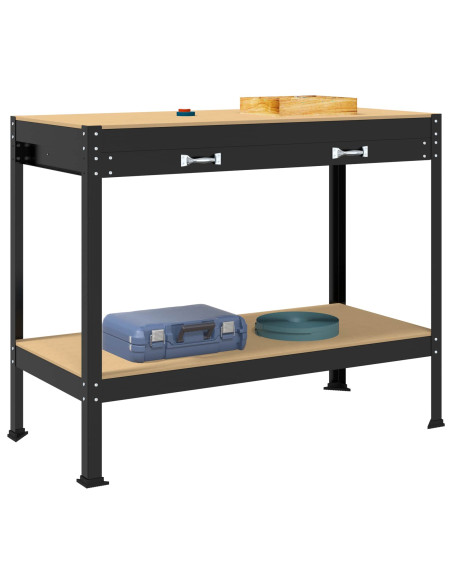 Banchi da lavoro Nero 114 x 54 x 91 cm Legno multistrato