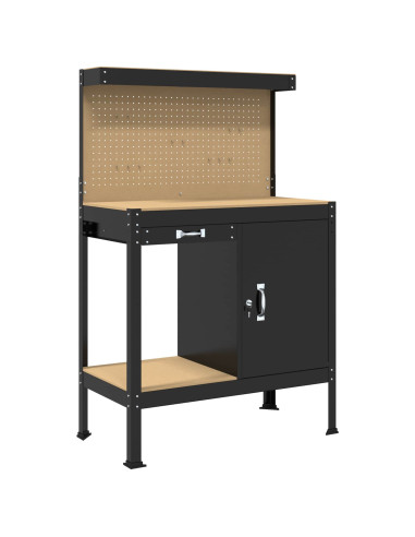 Banchi da lavoro Nero 90 x 49 x 141 cm Legno multistrato