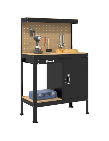 Banchi da lavoro Nero 90 x 49 x 141 cm Legno multistrato