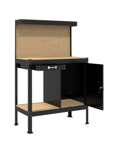 Banchi da lavoro Nero 90 x 49 x 141 cm Legno multistrato