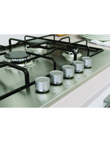 Indesit THP 752 IX/I 1 piano gas inox 75cm 5 fuochi griglie smaltate