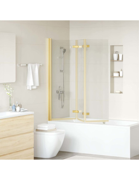 Involucro Doccia Oro 130 x 138 cm Vetro ESG e Alluminio