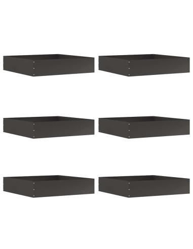 Bordura per Prato 6 pcs Nero 60 x 60 x 13 cm Acciaio