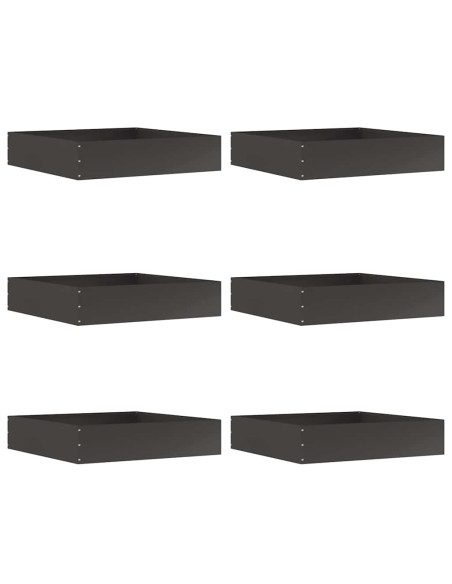 Bordura per Prato 6 pcs Nero 60 x 60 x 13 cm Acciaio