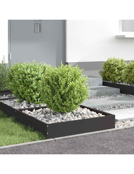 Bordura per Prato 6 pcs Nero 60 x 60 x 13 cm Acciaio