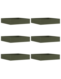 Bordura per Prato 6 pcs Verde oliva 60 x 60 x 13 cm Acciaio 2