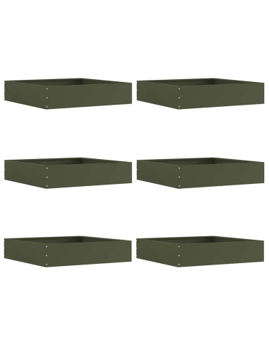 Bordura per Prato 6 pcs Verde oliva 60 x 60 x 13 cm Acciaio