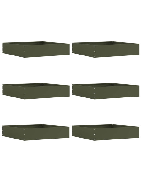 Bordura per Prato 6 pcs Verde oliva 60 x 60 x 13 cm Acciaio