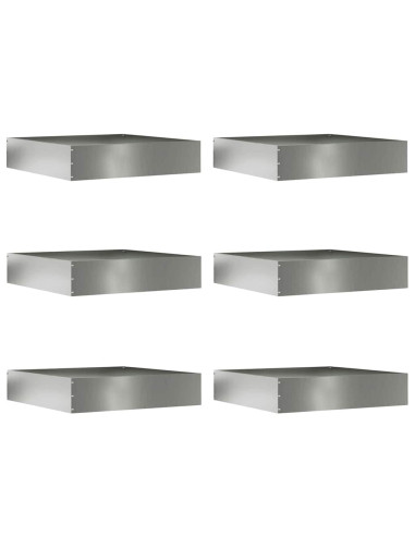 Bordura per Prato 6 pcs Argento 60 x 60 x 13 cm Acciaio zincato