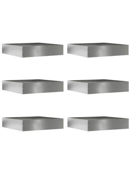 Bordura per Prato 6 pcs Argento 60 x 60 x 13 cm Acciaio zincato