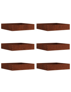 Bordura per Prato 6 pcs Ruggine 60 x 60 x 13 cm 2