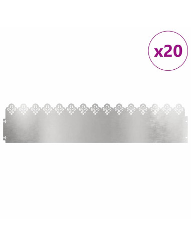 Bordure per prato 20 pcs Argento 103 x 0,05 x 22 cm