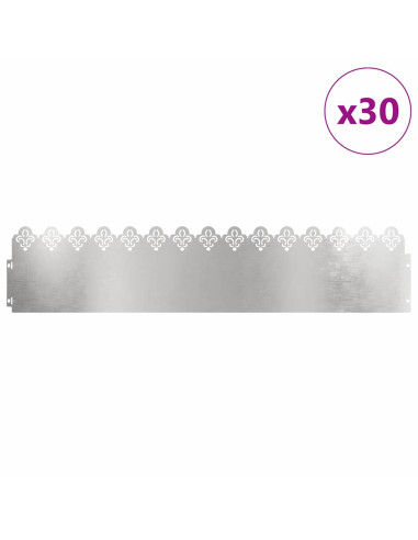 Bordure per prato 30 pcs Argento 103 x 0,05 x 22 cm