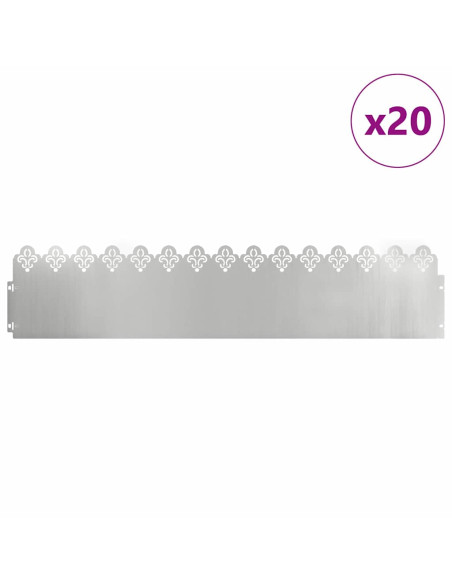 Bordure per prato 20 pcs Argento 103 x 0,05 x 22 cm