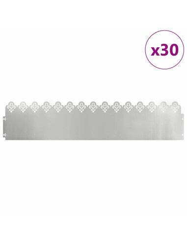 Bordure per prato 30 pcs Argento 103 x 0,05 x 22 cm