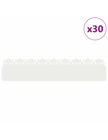 Bordure per prato 30 pcs Bianco 103 x 0,05 x 22 cm Acciaio