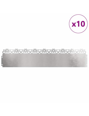 Bordure per prato 10 pcs Argento 103 x 0,05 x 22 cm