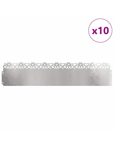 Bordure per prato 10 pcs Argento 103 x 0,05 x 22 cm
