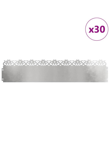 Bordure per prato 30 pcs Argento 103 x 0,05 x 22 cm