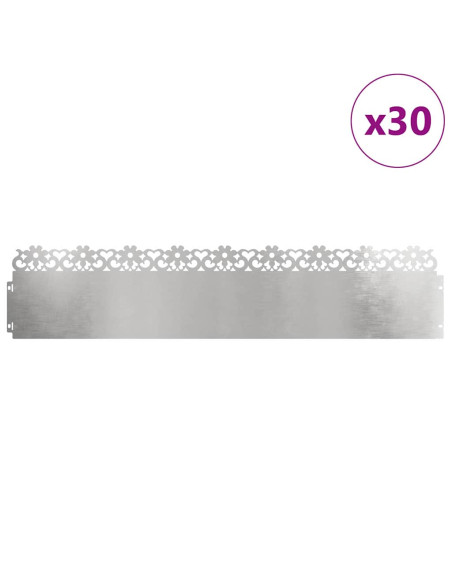 Bordure per prato 30 pcs Argento 103 x 0,05 x 22 cm