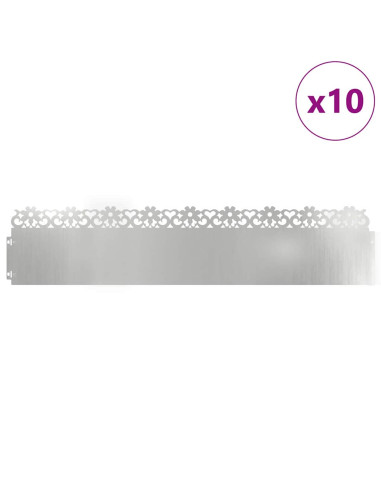 Bordure per prato 10 pcs Argento 103 x 0,05 x 22 cm