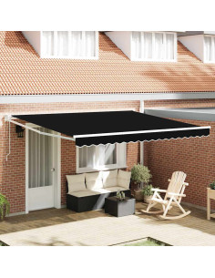 Tenda Retrattile Nero 400 × 300 cm Poliestere e Alluminio